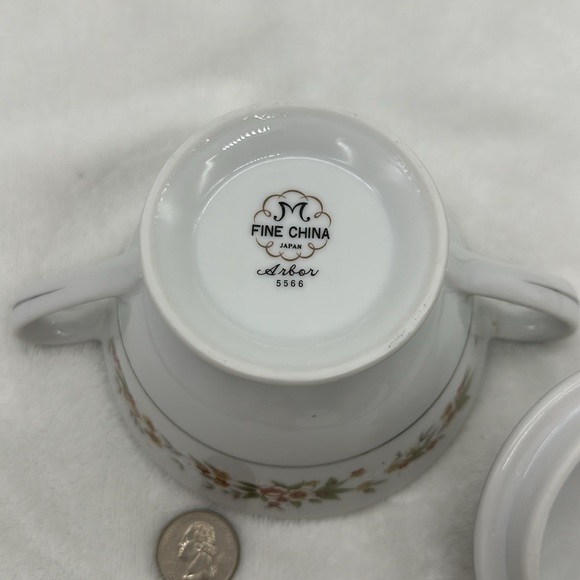 Vintage M Fine China of Japan Arbor Sugar Bowl With Lid #5566 - Picture 7 of 8